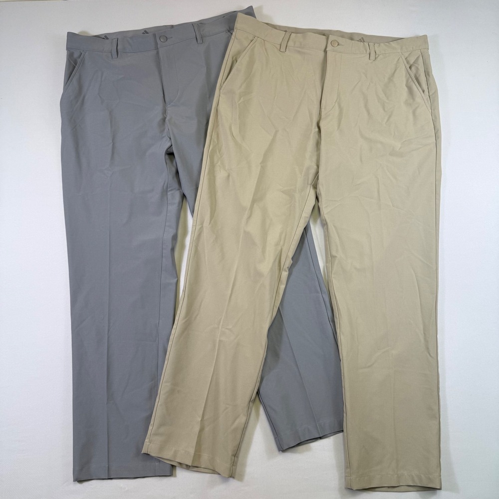 Lot of 2 Adidas Ultimate 365 Pants Mens 36x32 Gray/Tan Performance Golf Trouser